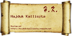 Hajduk Kalliszta névjegykártya